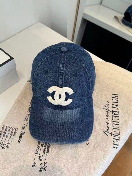 Chanel Blue Denim Baseball Cap with White CC Logo main image 7